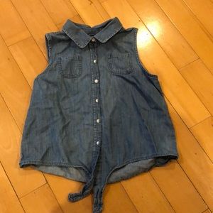 Blue Jean button down sleeveless top